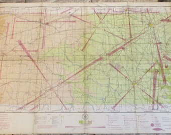 Vintage Pilot/'s Map Aeronautical Map 1944 Vintage Flight Chart Map Vectors St Louis to Kansas City
