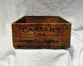 Wood Crate, Vintage Shipping Crate, Carter 39 s Ink, Factory Advertising Antique Box