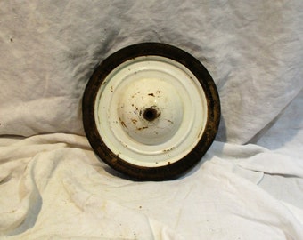 Wagon Wheel, Carriage Wheel, Cart Wheel, Scooter Wheel, Vintage White Farm or Barn Rusty Salvage