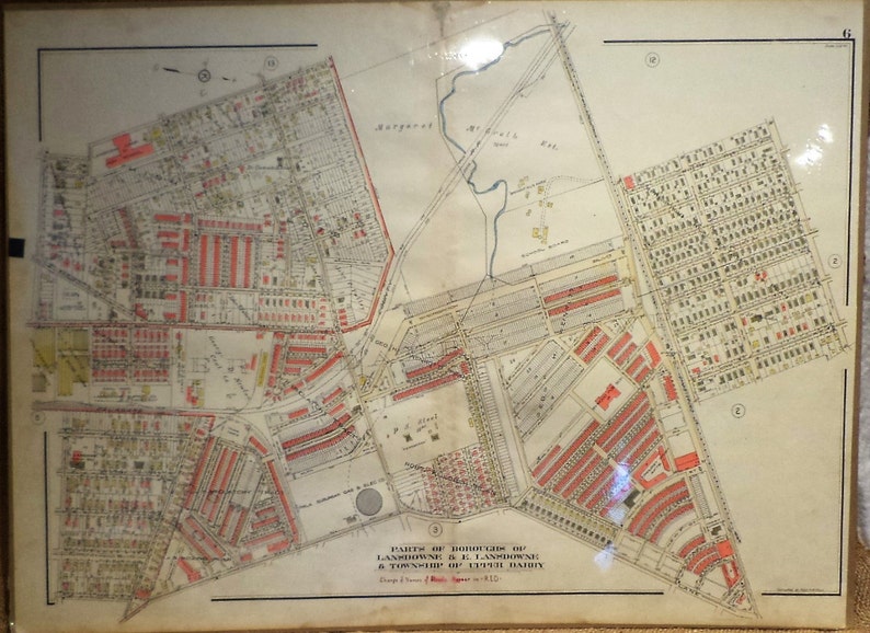 1929 Antique Map of Philadelphia Suburbs Lansdowne Township Etsy