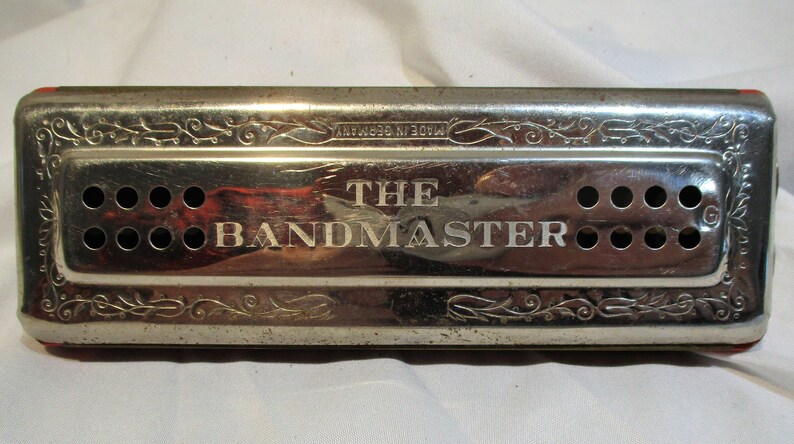 Harmonica, Antique German Bandmaster Large Working Harmonica, 19th Century Musical Instrument Salvage image 3