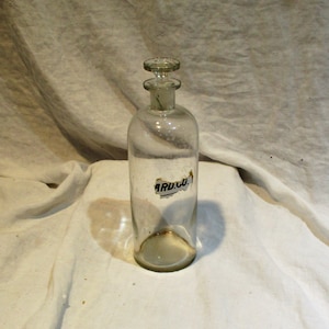 Apothecary Jar with Original Stopper, Vintage Old English Very Large Apothecary Bottle Medicine Salvage