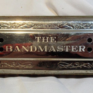 Harmonica, Antique German Bandmaster Large Working Harmonica, 19th Century Musical Instrument Salvage image 2