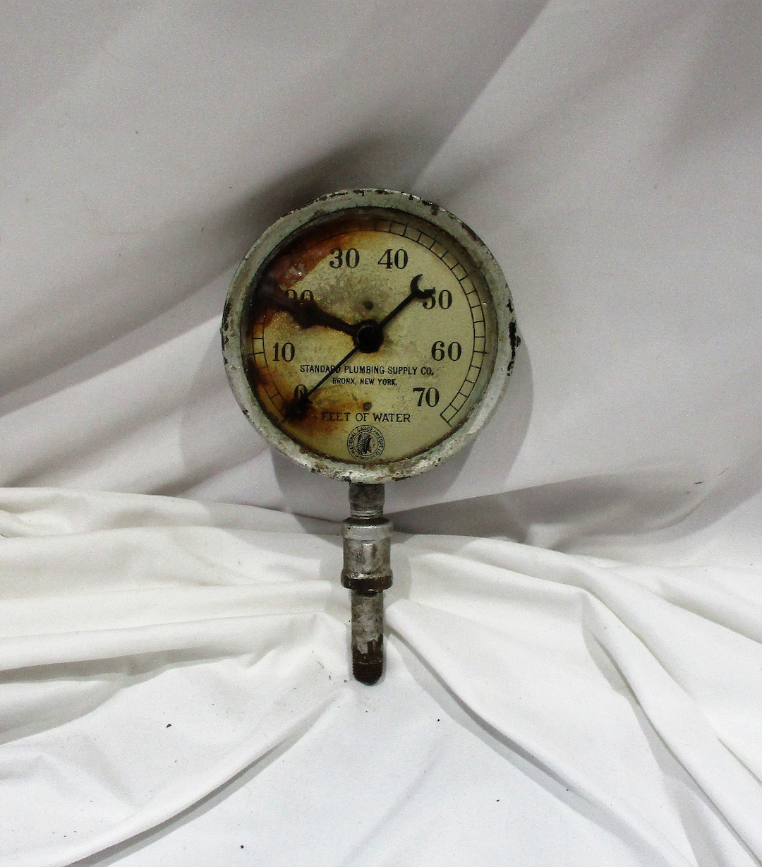 1920s Industrial Gauge, Bronx New York Plumbing Supply Company Gauge
