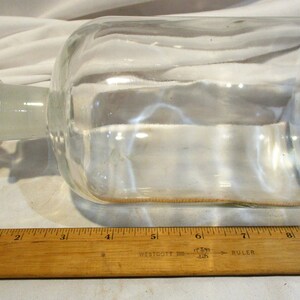 Apothecary Glass Bottle with Frosted Stopper, Large Wavy Glass Jars, Vintage Laboratory Salvage image 8