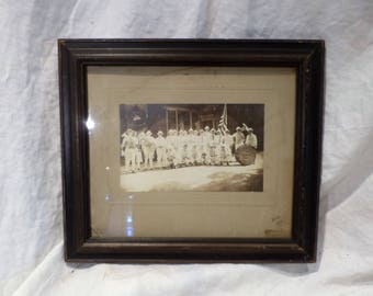 Group Photo, Black & White Marching Band, Knights of the Mystic Chain, Vintage Framed Photograph