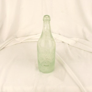 Indiana Glass Bottle, Antique Hand Blown Large Aqua Bottle, Indianapolis Brewing Company Salvage