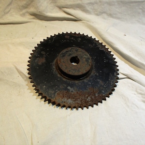 Large Metal Gear, Cog, or Sprocket, Black Flange, Industrial Factory Salvage