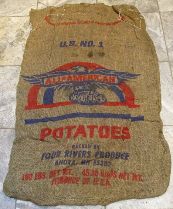 Burlap Potato Sack All American Potatoes Vintage Minnesota