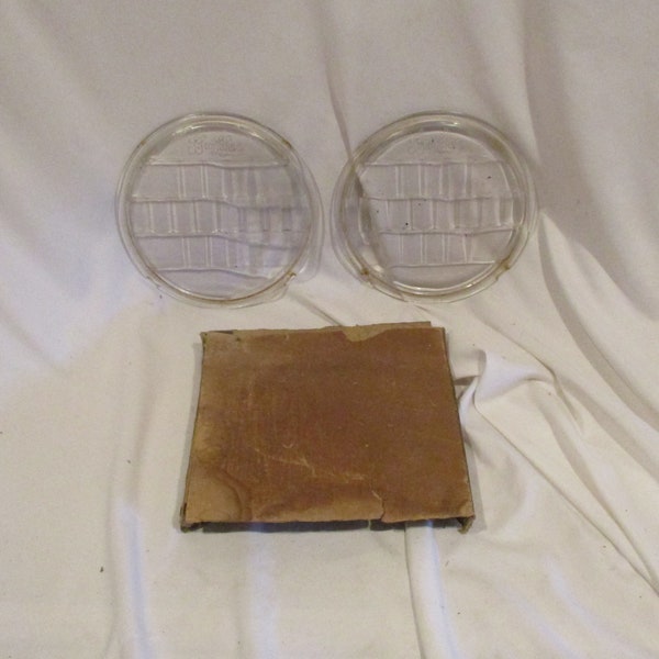 Pair of Antique Headlight Glass, Headlight Lamps, Vintage Car Part, Head Lamp Lenses, Old Petroliana Salvage, Smith Lens