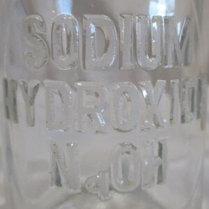 Vintage Wheaton Apothecary Bottle: Embossed Sodium Hydroxide, Frosted Stopper image 3