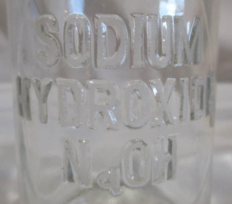 Vintage Wheaton Apothecary Bottle: Embossed Sodium Hydroxide, Frosted Stopper image 3