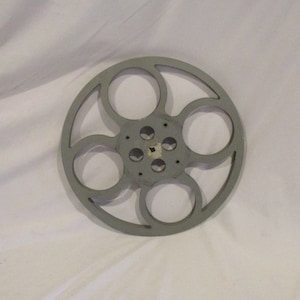 Film Reel, Mid Century Large Movie Reel, Metal Salvaged Movie Reel, Home Movie or Media Room Decor