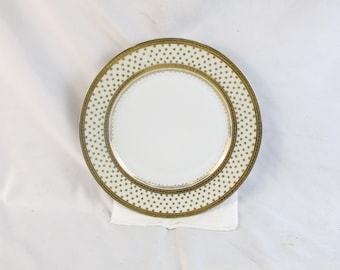 Limoges France Elegant Gold and White Porcelain Plates: Set of 4