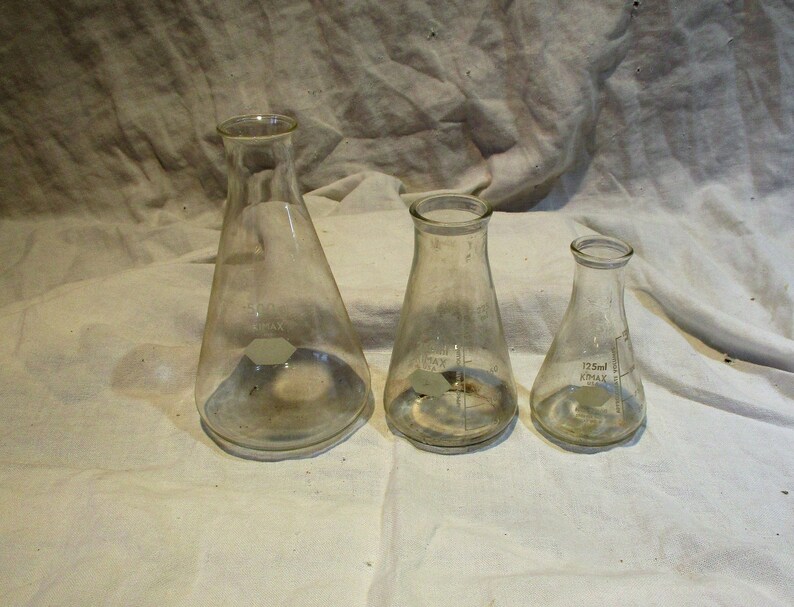 Lab Glass Set of 3 Different Sizes Kimax Apothecary Etsy