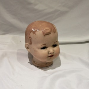 Doll Head, Old Doll Part, Reproduction German Bisque Doll, Doll Repair or Creepy Display Piece