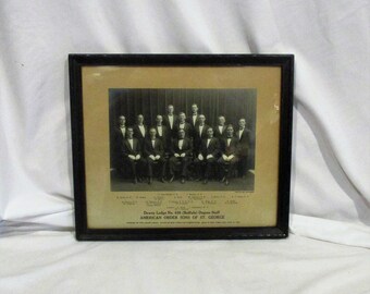 1927 Group Photo, Black & White, Service Organization, American Order Sons of St George, Vintage Framed Buffalo New York Photograph