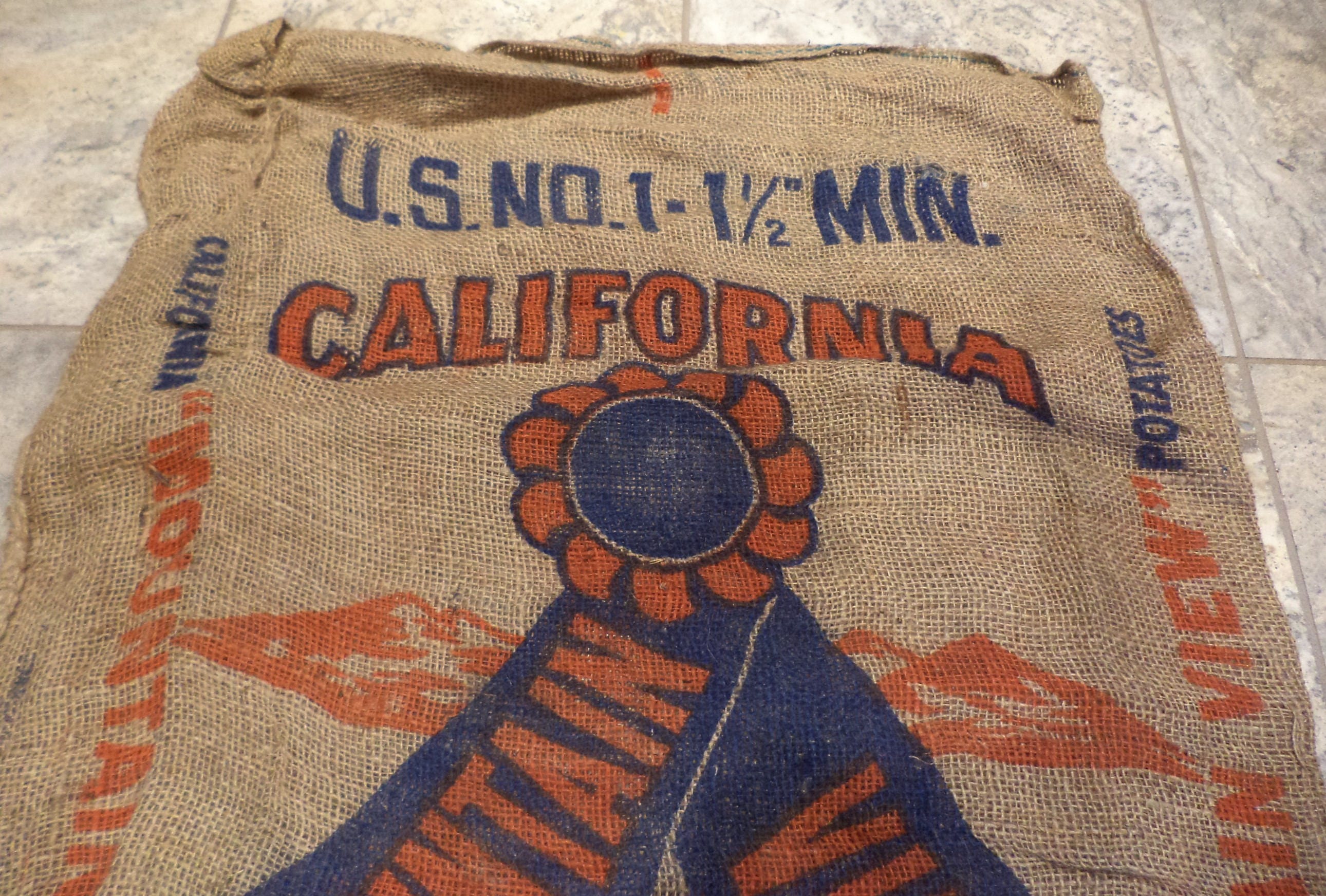 Burlap Sack California Blue Ribbon Mountain View Potatoes | Etsy