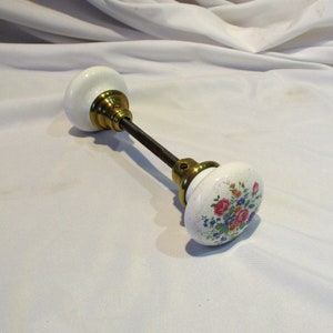 Doorknobs, White Porcelain Floral Pair of Knobs, Vintage Architectural Salvage Hardware