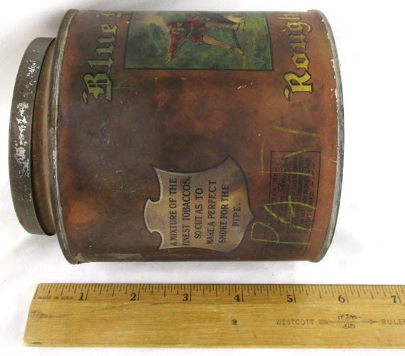 blue boar rough cut tobacco tin 1910 Blue Boar Tobacco Tin: American Tobacco Co. Canister