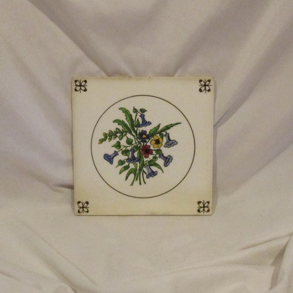 Vintage Delft Tile: Hand-Painted Floral Dutch Mosa