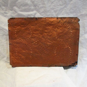 Punched Tin, Antique Pie Safe Panel, Perforated Tin, Folk Art Furniture Part, Old Tin Panels