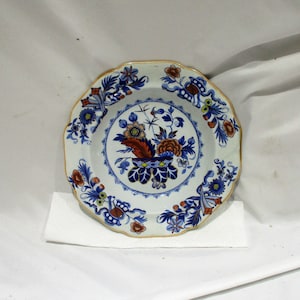 Hand Painted Ironstone Bowl: Antique Gaudy Dutch Floral Decor