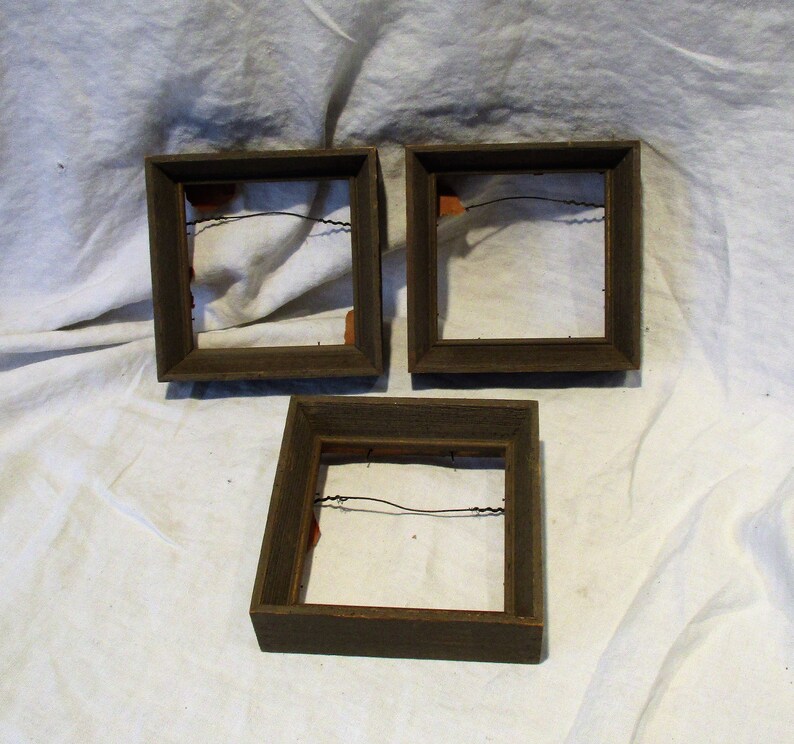 Wood Picture Frames Ceramic Tile Set Of 3 Vintage Art Image 0