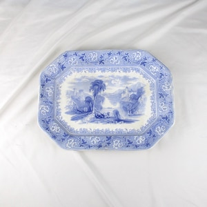 19th Century Staffordshire Platter: Charles Meigh Tivoli Blue Transferware