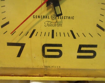 Telechron Wall Clock, Retro Mid Century Yellow General Electric
