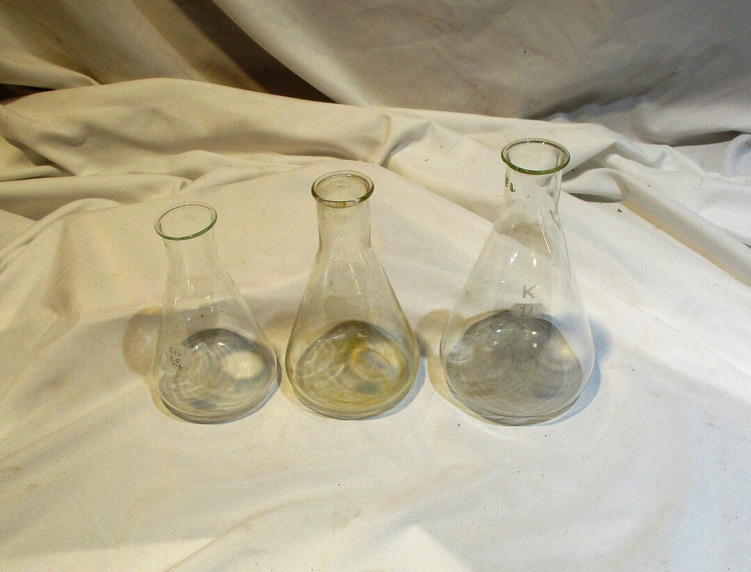 Lab Glass, Set of 3 Different Sizes, Kimax and Pyrex, Apothecary