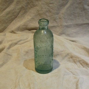 Glass Bottle, Antique Aqua Bottle, Willibald Kuebler, Easton Pennsylvania Old Blob Top Bottle Salvage