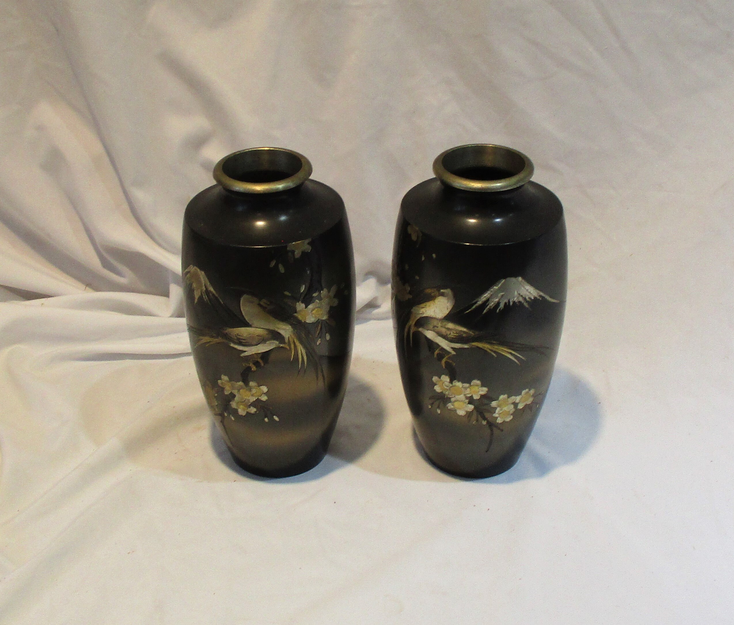 Japanese Vases, Pair, Arts & Crafts Period Metal Work Vases