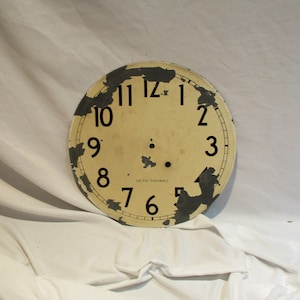 Seth Thomas Large Vintage Clock Face, Stylized Arabic Numbers, Heavily Flaking Paint