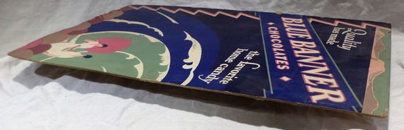 Blue Banner Chocolate Display Sign Retro Advertising Mid Etsy