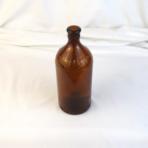 Art Deco Brown Glass Bottle: Antique &#39;Rainbow&#39; Apothecary Decor