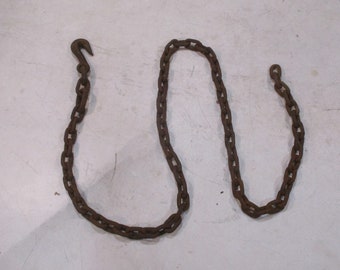 Vintage Forged Steel Chain with Hook: Industrial Barn Decor, 9+ Foot