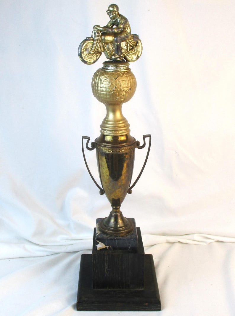 Motorcycle Racer Trophy Motorcycle Racing Trophy, Pedestal Base, Vintage Original Patina - Etsy