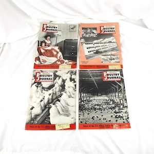 1950s American Poultry Journal, Collection of 4 Magazines, Company Advertising, Chickens, Vintage American Farming Periodical