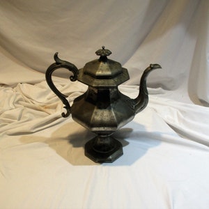 Pewter Coffee Pot, Vintage Old Large 19th Century English Pewter Pitcher, Hallmarked James Dixon & Sons