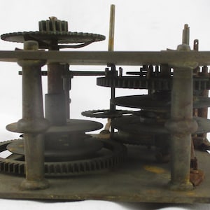 Clock Mechanism Movement, Antique Brass and Iron Horology Salvage, Steampunk Timepiece image 7