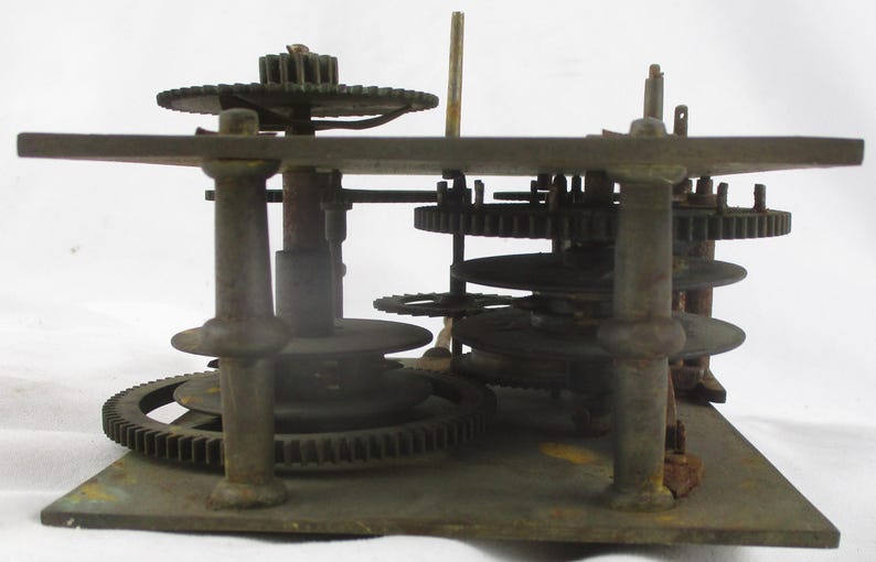 Clock Mechanism Movement, Antique Brass and Iron Horology Salvage, Steampunk Timepiece image 7