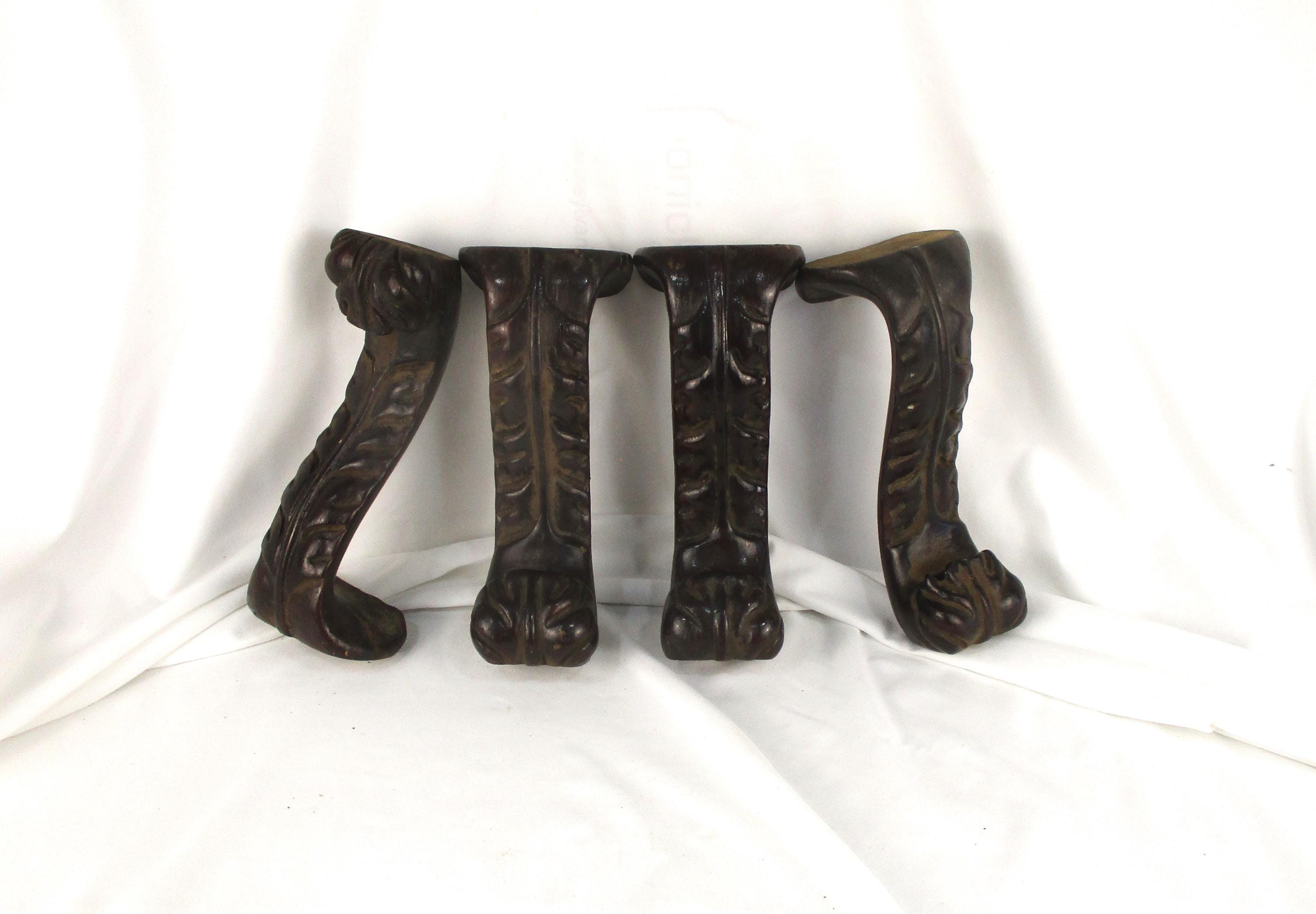 Table Legs or Furniture Legs, Matched Set of 4, Antique Curved Neoclassical Acanthus Leaf, Solid Wood Furniture Salvage