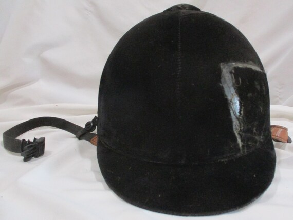 Vintage Black Velvet Equestrian Helmet: Farmhouse Decor - Etsy display picture 3