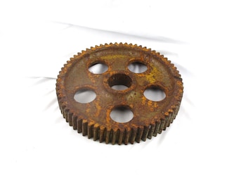 Large 10 7/8" Angled Teeth Gear, Industrial Factory Salvage