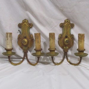 Wall Sconces, Matching Pair of Heraldic Neoclassical Sconces, Vintage Early 20th Century Wall Lighting Fixtures