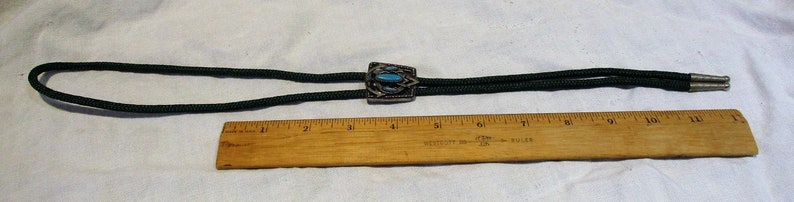 Western Bolo Tie Turquoise and Silver Detail Men/'s Accessory Vintage American West Wear