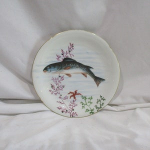 Vintage Limoges Fish Plate: French Hand-Painted Porcelain Decor