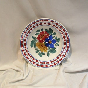 Hand Painted Folk Art Bowl: Antique Gaudy Dutch Ironstone, Floral Decor