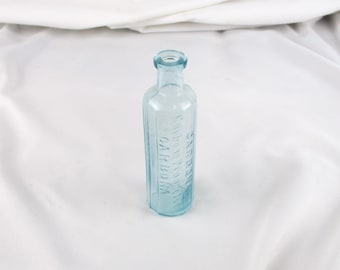 Carbona Products Antique Glass Empty Hand Blown 12-Sided New York Aqua Bottle